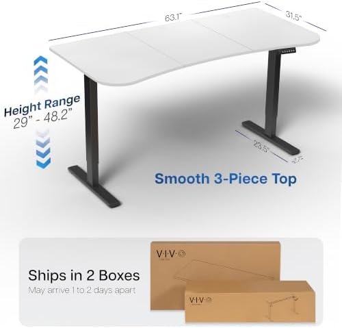 VIVO White 63 x 32 in Standing Desk, DESK-KIT-1B1W