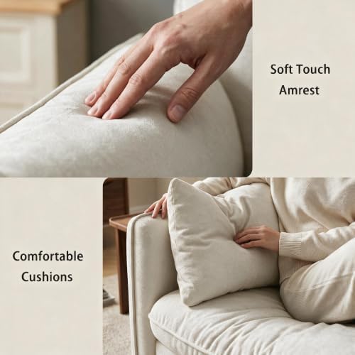 EJUNQ Oversized Accent Chair Set of 2, 42.1" Comfy Reading Chair with Wide Backrest and 2 Pillows, Modern Upholstered Accent Chairs for Living Room, Bedroom, Apartment, White