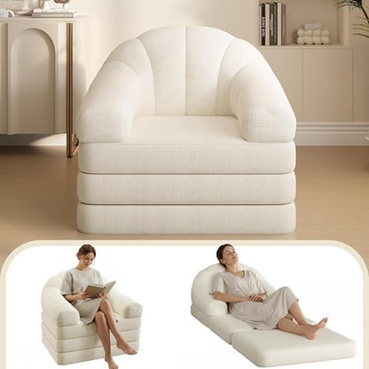 Yaheetech 93" Folding Sofa Bed Convertible Sofa Chenille, Beige