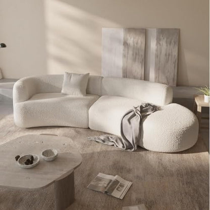 Acanva Formia Boucle Curved Sectional Couch for Living Room