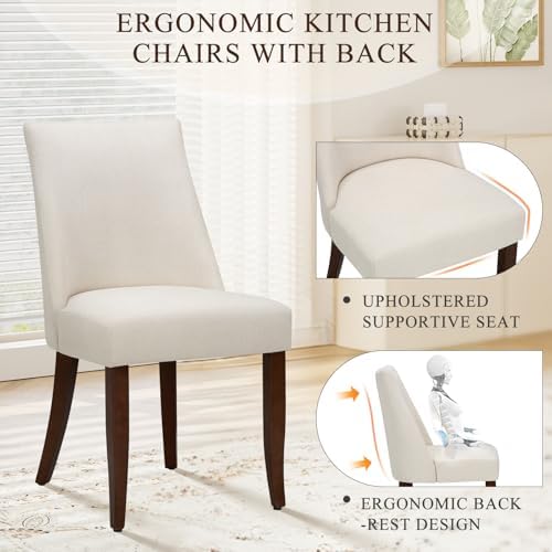 COLAMY Upholstered Modern Dining Room Chairs Set of 4, Beige