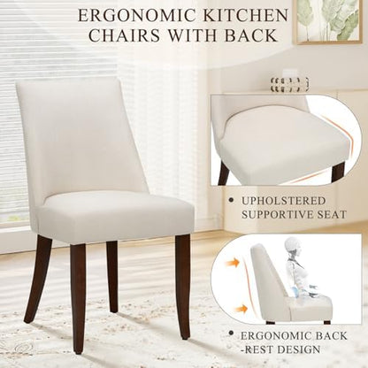 COLAMY Upholstered Modern Dining Room Chairs Set of 4, Beige