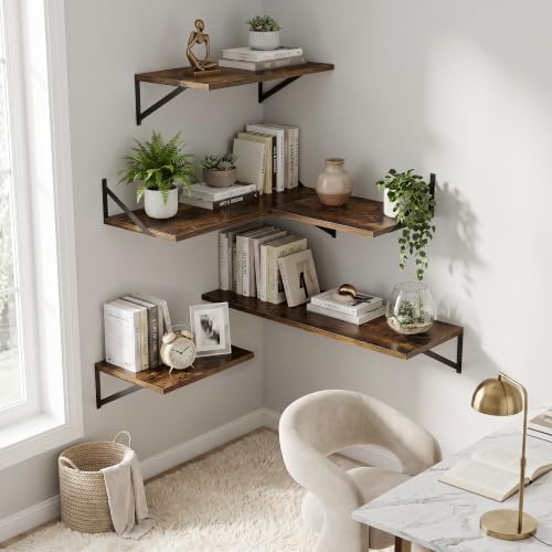 Dreamland Wall Mounted Floating Shelves Set of 3, 16x12, Rustic Brown