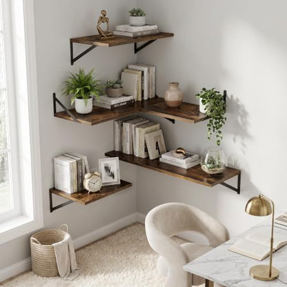 Dreamland Wall Mounted Floating Shelves Set of 3, 16x12, Rustic Brown