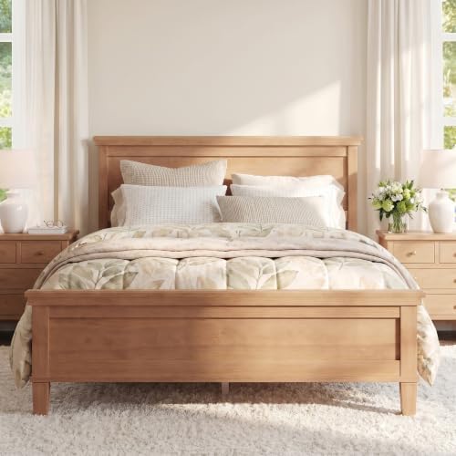 Merax Full Size Platform Bed Frame with Headboard, Wood Slat Support