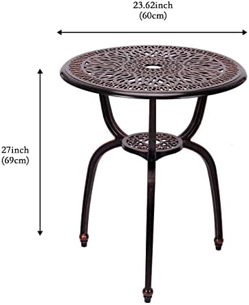 3 Piece Bistro Set,Outdoor Patio Set,Anti-Rust Cast Aluminum Bistro Table Set for Park Yard Front Porch Furniture(New Brown)…