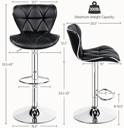Yaheetech Bar Stools Set of 4 Modern Swivel Counter Barstools Black