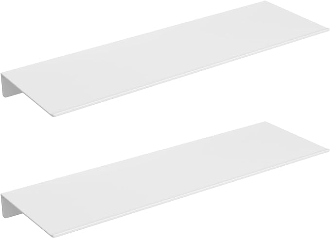Danpoo 16 inch White Metal Floating Shelves for Wall Organizer & Storage, Display Shelves for Bathroom, Living Room, Kitchen, Bedroom(2-Pack)