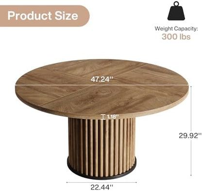 Tribesigns 47.24" Brown Round Dining Table for 4-6 People