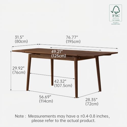 49’’-77’’ Extendable Dining Table and Chairs Set of 4