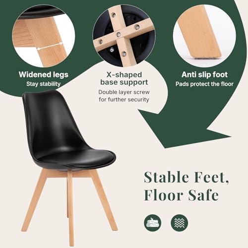 Dining Chairs Set of 4, PU Leather Padded Seat for Living Room