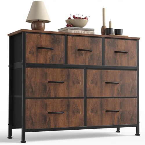 Sweetcrispy 7 Drawer Fabric Dresser for Bedroom, Closet Organizer, Brown