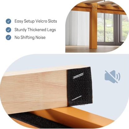 OLIXIS King Size Bed Frame, 12 Inch High Wooden Bed, Underbed Storage