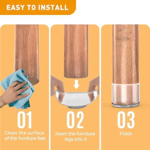 Chair Leg Protectors for Hardwood Floors,Fit: 0.9-1.15",Clear.