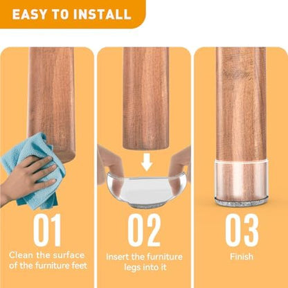 Chair Leg Protectors for Hardwood Floors,Fit: 0.9-1.15",Clear.