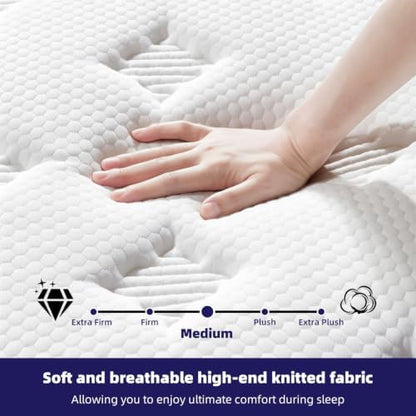 Twin Size Mattress, 12 Inch Hotel Level Hybrid Mattress in a Box, Medium