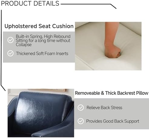 Faux Leather Swivel Accent Chairs Set of 4, Modern Armchair, Navy