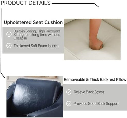 Faux Leather Swivel Accent Chairs Set of 4, Modern Armchair, Navy