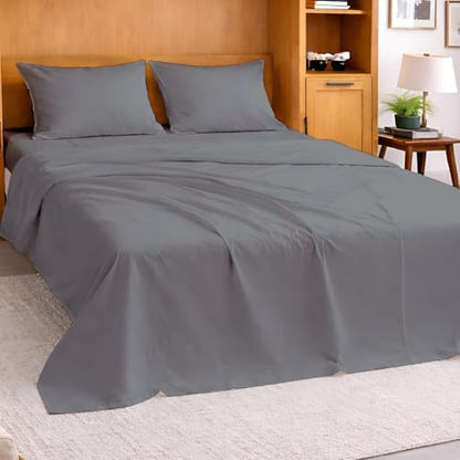 Cottington Lane Stone Grey Sheets for Murphy Bed Mattress, 4 Piece Premium Ultra Soft Brushed Microfiber Queen Size Wall Bed Sheet Set, 6-10 Inch Deep Pocket with All-Around Elastic