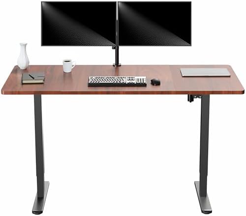 VIVO Electric Standing Desk, Smooth 3-Piece 60" x 30" Dark Walnut Top