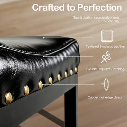 Forteek 25.5'' Bar Stools Set of 2, Counter Height Barstools with Nailhead