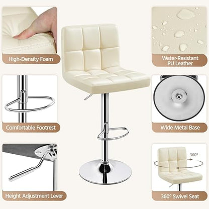 Yaheetech Bar Stools Set of 4 Adjustable Counter Height Barstools Beige