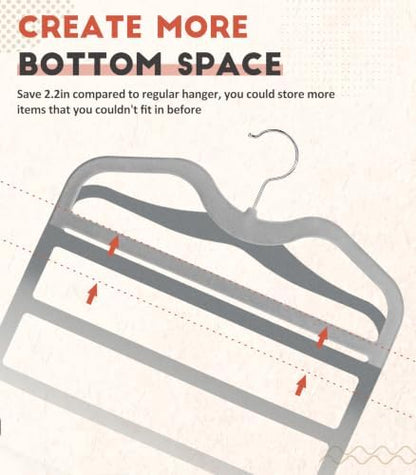 Pants Hangers Space Saving,3 Pack 5 Tier Velvet Short Neck Pants Hangers