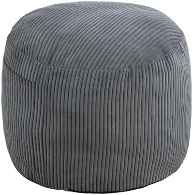 Round Stuffed Pouf Ottoman (Gray, 20" D x 20" W x 15" H)
