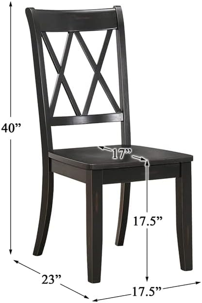 Lexicon Janina Dining Room Chairs Set of 2, Modern Farmhouse Dining Chairs Set of 2, Solid Wood, X Cross Back, for Traditional Modern Ranch Style Kitchen, Armless, Easy Assembly, Black