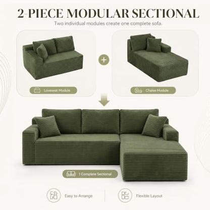 AUGOP Sectional Couches for Living Room Modern Modular Sofa with L-Shape Couchs Upholstered Boneless Couch Deep Seat Sectional Couch with Chaise