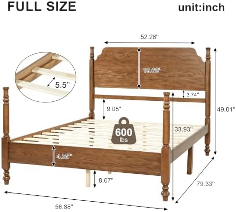 Merax Vintage Wood Spindle Post Bed with Headboard