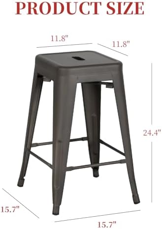 FDW | 24" Metal Bar Stools | Bronze | Set of 4