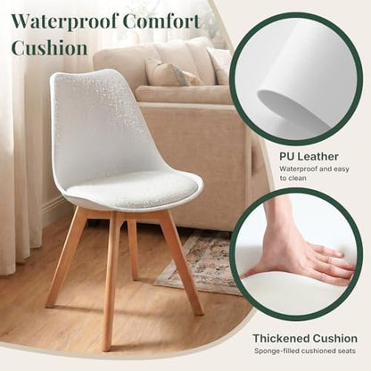 Dining Chairs Set of 4, PU Leather Padded Seat for Living Room
