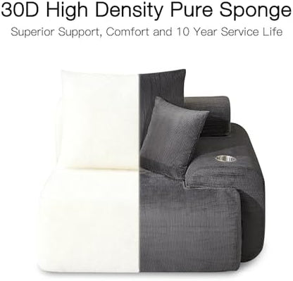 HOMREST 118" Cloud Couch, Modular Sectional Sofa with Movable Ottoman