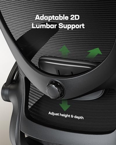Marsail Office Chair Ergonomic Desk Chair with 3 Ways PU Armrests and Adjustable Lumbar Support Breathable Mesh Chair Executive Rolling Swivel Comfy Task Chair for Home Office Gaming