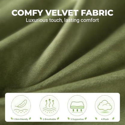 Velvet Barrel Accent Chairs Set of 2 with 3 Legs, Modern Chenille Comfy Upholstered Armchairs with Curved Back for Bedroom, Reading Corner, Office, Green