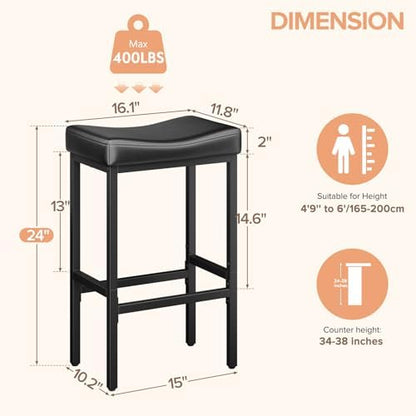 Compact 24 Inch Counter Height Bar Stools Set of 3