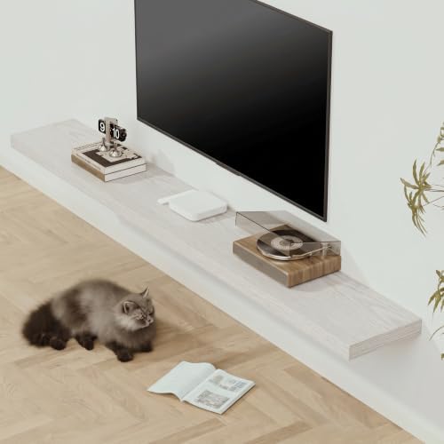 Deep Floating Shelves 72x12” Set of 1, White Birch