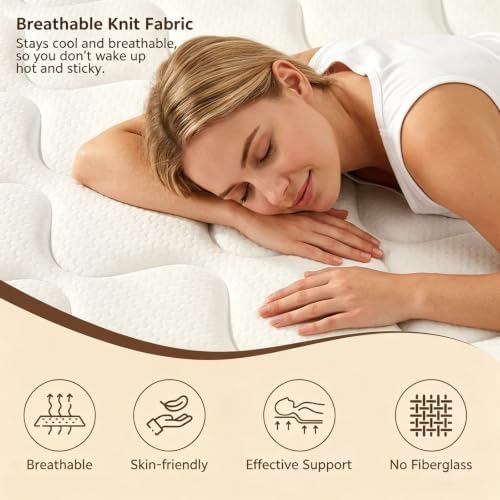 Queen Mattress, 12 Inch Hybrid Queen Mattress, Medium Firm with 7-Zone Support, Individually Pocketed Springs for Pressure Relief and Motion Isolation, Cooling Sleep, Colchones Queen