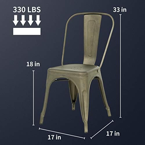 FDW Metal Dining Chairs Set of 4, Stackable, 18 Inch Seat Height