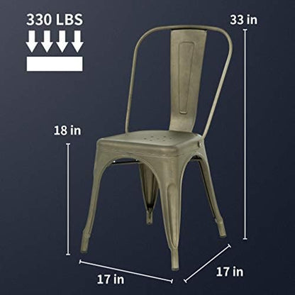 FDW Metal Dining Chairs Set of 4, Stackable, 18 Inch Seat Height