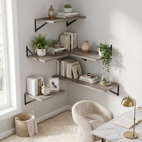 Dreamland Wall Mounted Floating Shelves Set of 2, 30x12, Grey