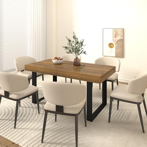 78.74" Extendable Dining Table for 6 8 10 Person, Farmhouse Expandable Dining Table Large Rectangle Wooden Expanding Table with Black Legs for Kitchen Dining Room Conference Small Space, Brown