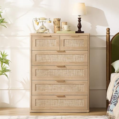 LEYAOYAO Rattan Dresser for Bedroom, 41" Tall Chest of Drawers