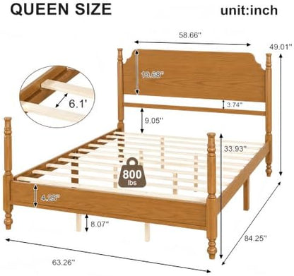 Merax Vintage Wood Spindle Post Bed with Headboard