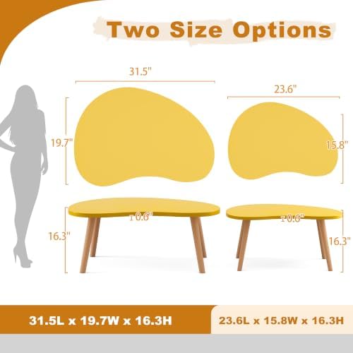 23.6" Small Coffee Table for Small Space, Mini Low Oval Coffee Table