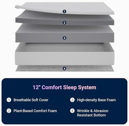Avenco Full Size Mattress 12 Inch, Medium Firm Memory Foam Mattress