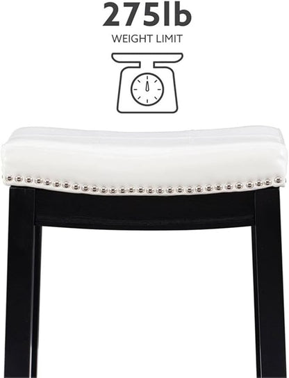 Linon Claridge Patches Counter Stool, 26-Inch, White