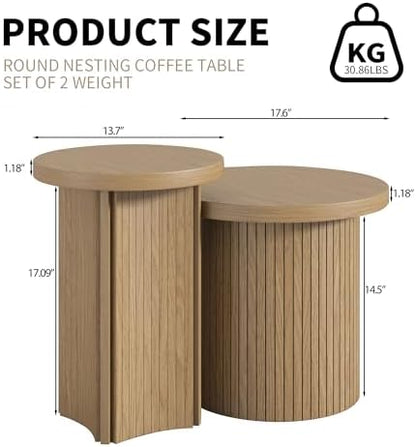 Mxtxmy Round Nesting Coffee Table Set of 2,Coffee Tables for Living Room
