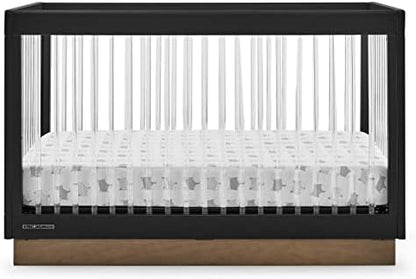 Delta Children James Acrylic 4-in-1 Convertible Crib - Greenguard Gold Certified, Midnight Grey/Acorn